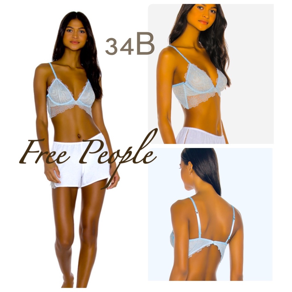 NWT 34B Free People LUCIA underwire Blue Hydrangea final sale price